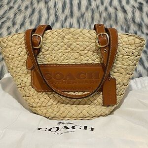 Coach wicker basket tote